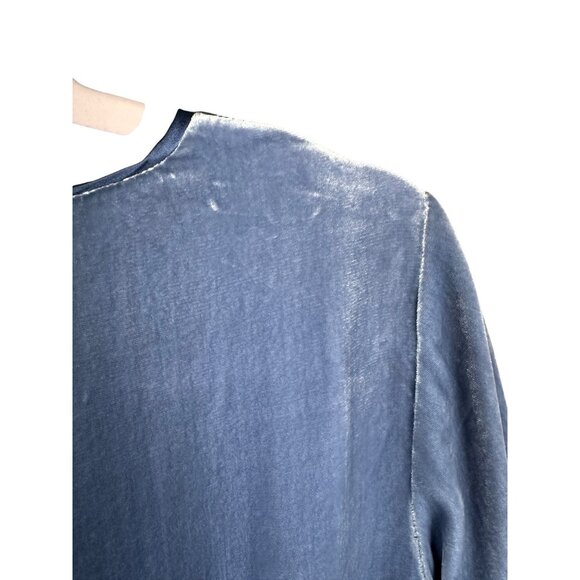 Intermix Blue Velvet Top Size 4 Long Sleeve Peplum Tie Front Boho Fairy Goth - Picture 15 of 15